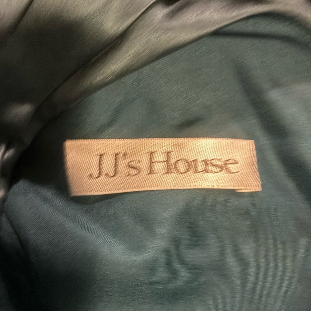 NWT JJ’s House Long Formal Gown Sz 12 Peacock Green One Shoulder Horsehair Hem - Picture 5 of 9